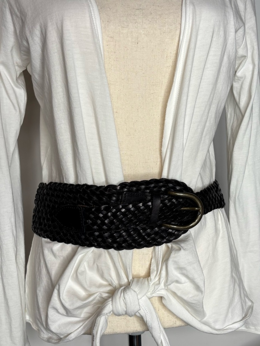 Unbranded Black Brown Braided Leather Belt Size Medium - Picture 2 of 6
